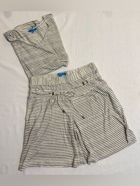 Derek Lam Black White Striped Two Piece Set Large Top Small Shorts
